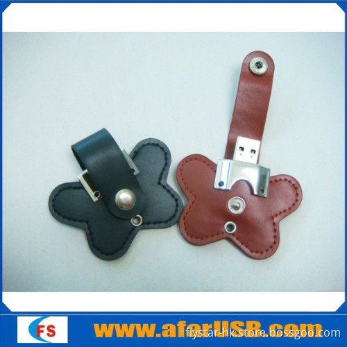 Butterfly leather usb flash drive with custom logo 8gb usb